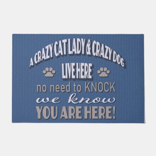 Crazy Cat Lady Funny Dog Print Family Door Mat