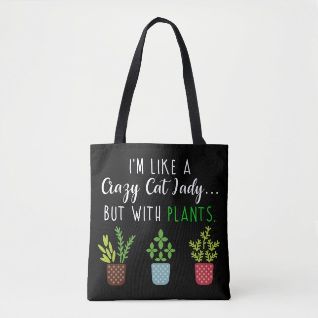 Crazy Cat Lady Funny Gardening Tote Bag (Front)