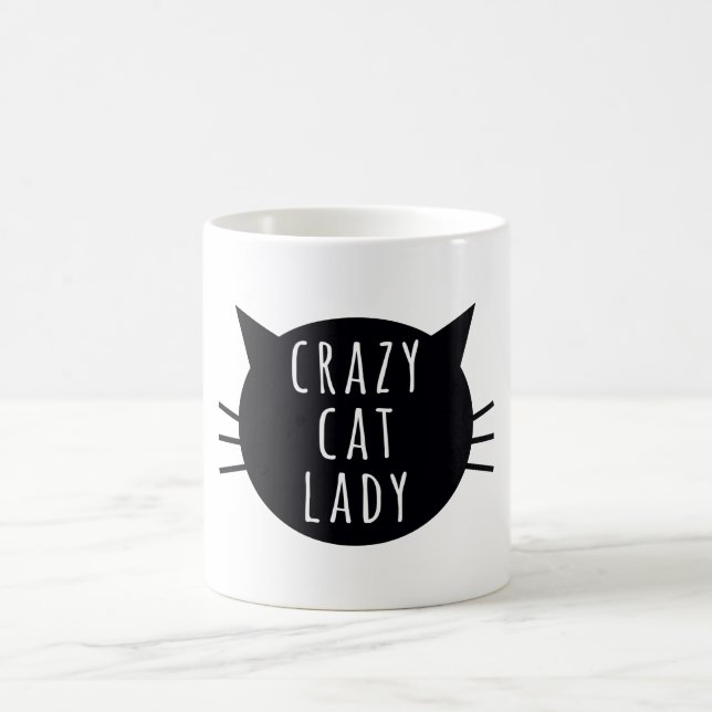 Crazy Cat Lady Funny Humor Typography Coffee Mug (Center)