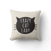 Crazy Cat Lady Funny Pillow Ivory
