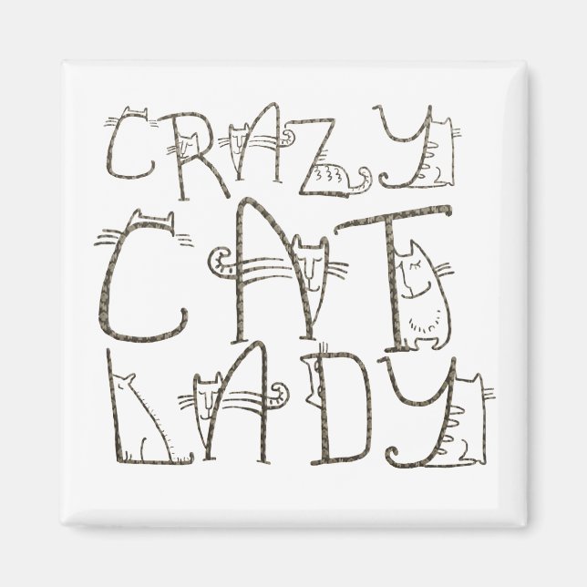 Crazy Cat Lady Funny Typography Humor Magnet (Front)
