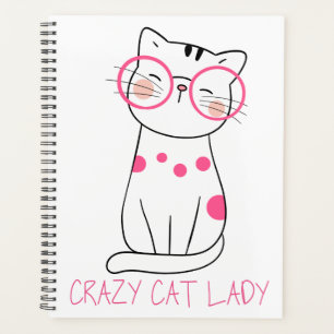 Crazy Cat Lady Gift Kitty Mom Kitten Pink Cute Cat Planner