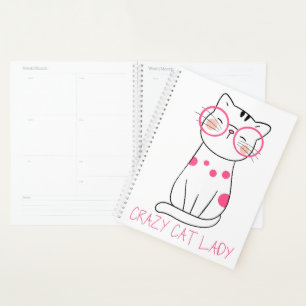 Crazy Cat Lady Gift Kitty Mom Kitten Pink Cute Cat Planner