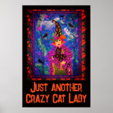 中居ベル　キャンバスプリント　「Cat Lady」 Embracing the Retro Crazy Cat Lady Vibes Poster | Zazzle