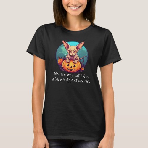 Crazy Cat Lady Halloween Graphic T_Shirt