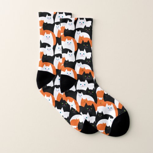 Crazy Cat Lady Halloween Orange Kittens Socks