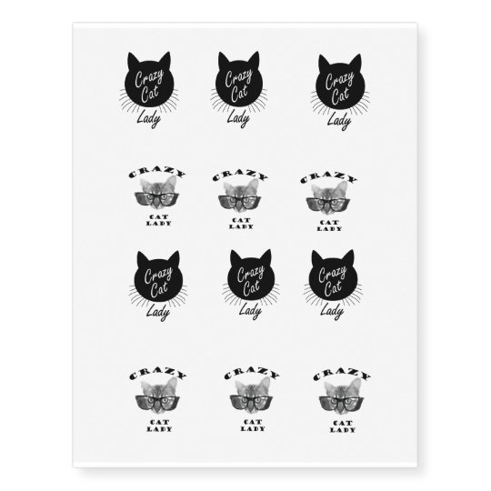 crazy cat lady hipster silhouette fun funky temporary tattoos crazy cat lady hipster silhouette fun funky temporary tattoos