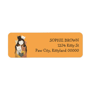 Crazy Cat Lady Illustration Cute Return Address Label