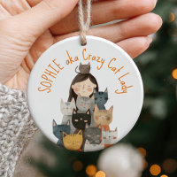 Crazy Cat Lady Illustration with Name Quirky& Fun