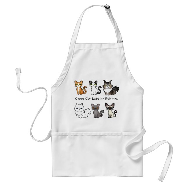 Crazy Cat Lady in Training (design your own cat) Adult Apron (Front)
