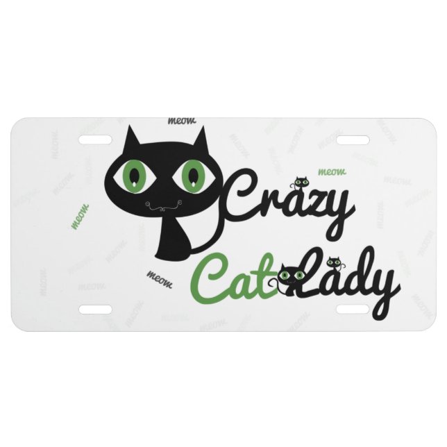 Crazy Cat Lady License Plate (Front)