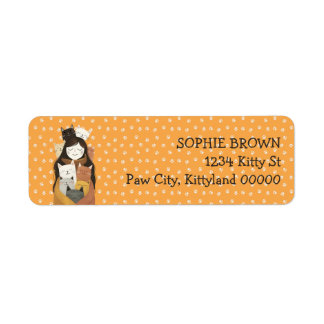 Crazy Cat Lady on Paw Pattern Cute Return Address Label