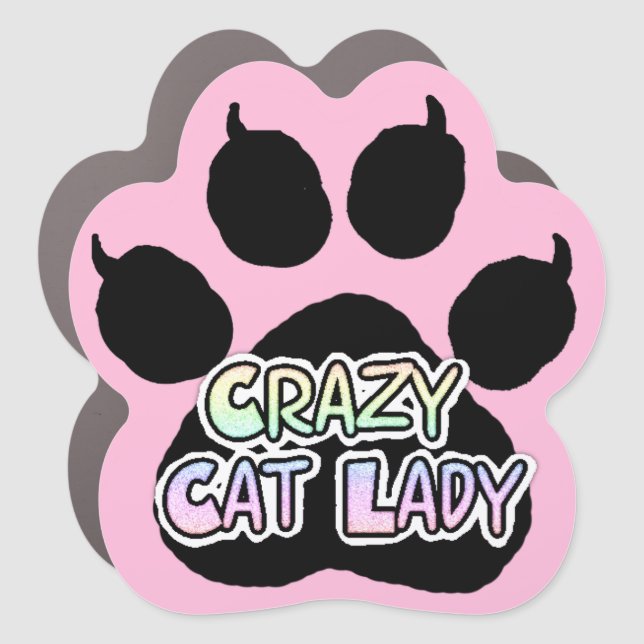 Crazy Cat Lady Paw Print Car Magnet (Front)