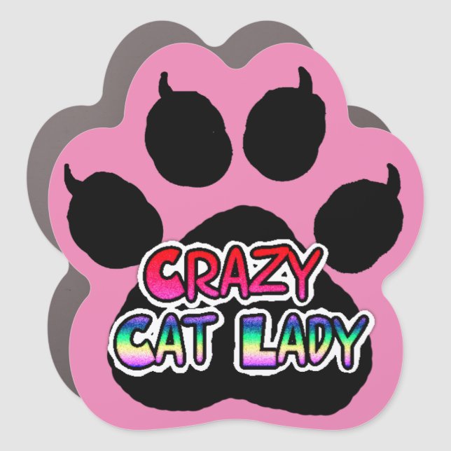 Crazy Cat Lady Paw Print Car Magnet (Front)