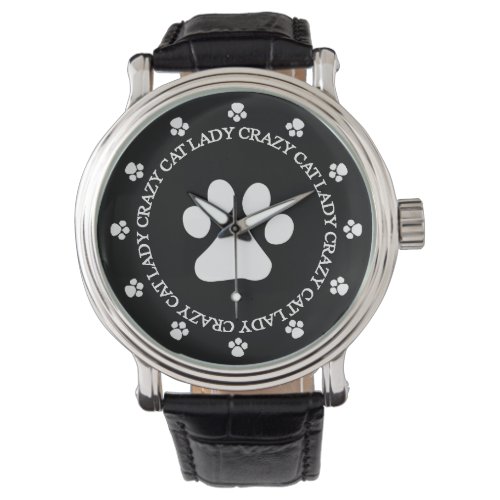 Crazy Cat Lady Paw Print Watch