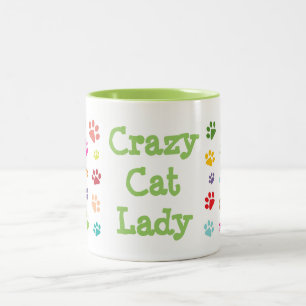 Crazy Cat Lady Pawprints Design Coffee Mug