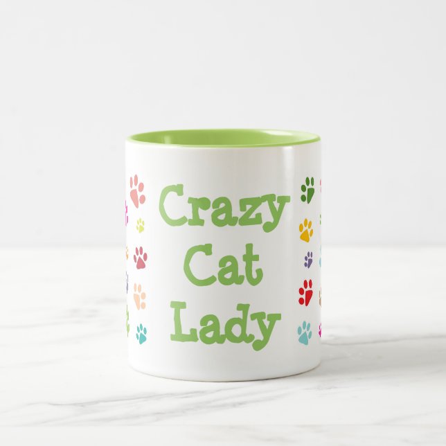 Crazy Cat Lady Pawprints Design Coffee Mug (Center)