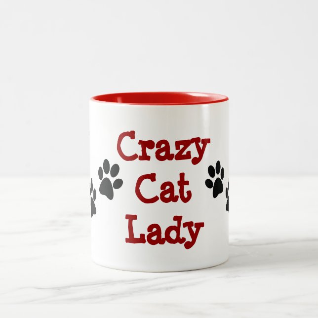 Crazy Cat Lady Pawprints Design Coffee Mug (Center)