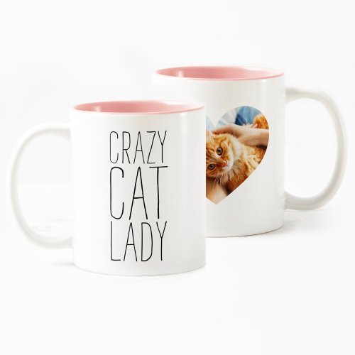 Crazy Cat Lady  Personalized Add Your Photo Two_Tone Coffee Mug