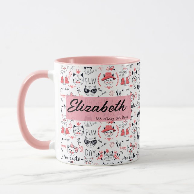 Crazy Cat Lady Personalized Name Cat Mug Gift For  (Left)