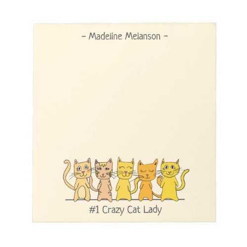 Crazy Cat Lady Personalized Notepad