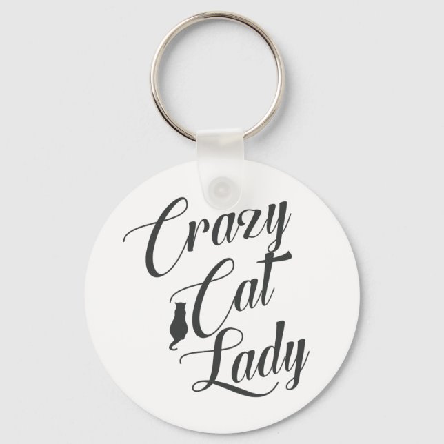 Crazy Cat Lady Pet Cat Lover Keychain (Front)