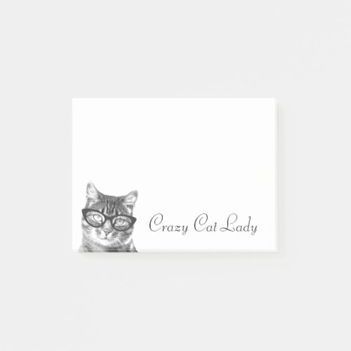 Crazy cat lady Post_it notes  kitty in glasses