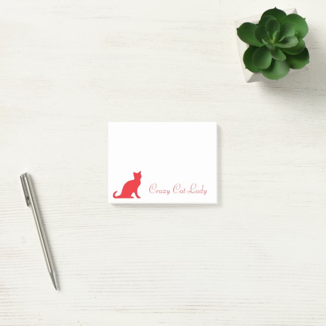 Crazy cat lady Post-it® notes with red kitten logo (Office)