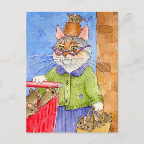Crazy Cat Lady postcard