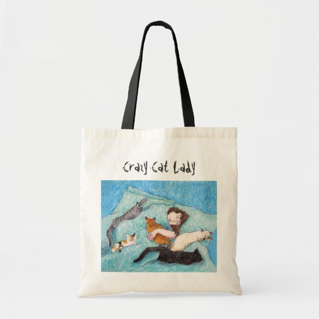 Crazy Cat Lady queen cats tote bags (Front)