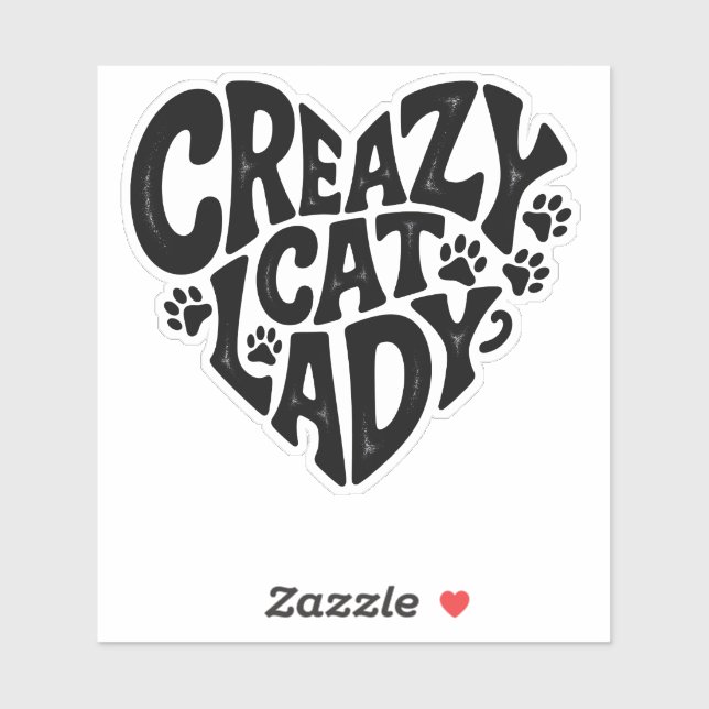Crazy Cat Lady Retro-Inspired Cat Sticker (Sheet)
