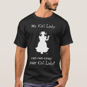 Crazy Cat Lady Silhouette Showing Feline On Head T-Shirt