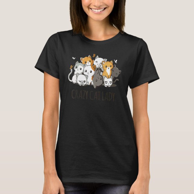 Crazy Cat Lady Team Cat Butterfly Smile Tee (Front)