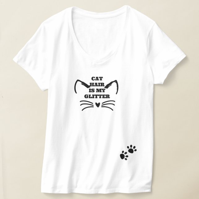 Crazy Cat Lady Tee - Cat Hair Is My Glitter Shirt (Laydown)