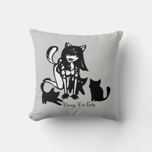 Crazy Cat Lady Throw Pillow