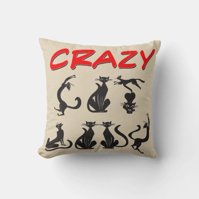 Crazy Cat Lady Throw Pillow (Front)
