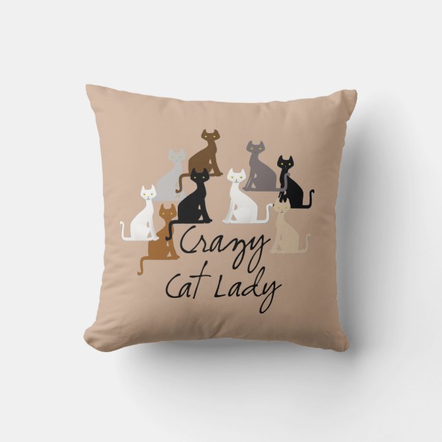 Crazy Cat Lady Throw Pillow (Front)