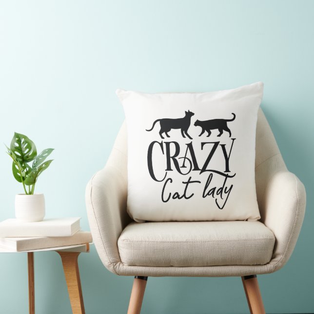 Crazy Cat Lady Throw Pillow (Chair)
