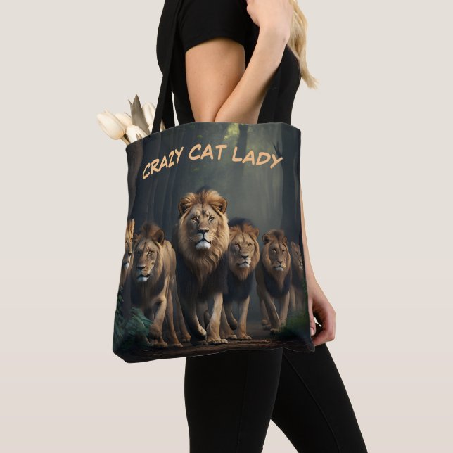 Crazy Cat Lady Tote Bag Customize Text & Images (Close Up)