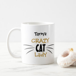 Crazy Cat Lady Whiskers Funny Mug Gift