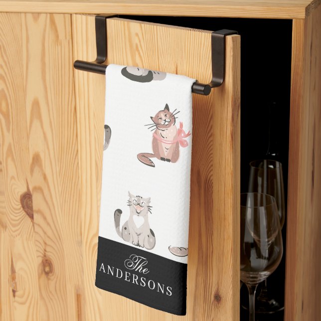 Crazy Cat Personalized Kitchen Towel (Thirds Fold)