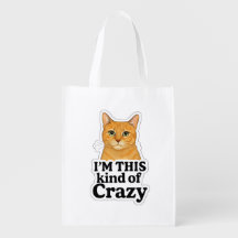 - “Crazy Cat Reusable Grocery Bag – Orange Kitty D