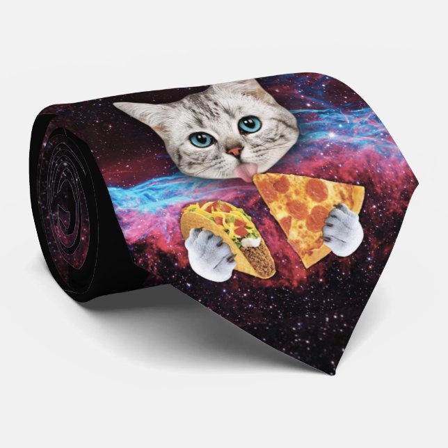 Crazy Cat Taco Pizza Space Tie (Rolled)
