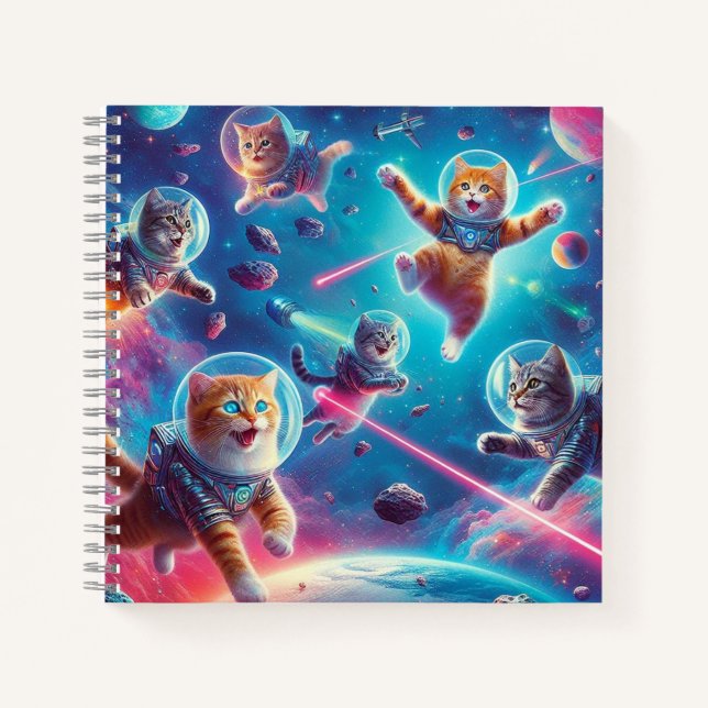 Crazy cats in space notebook! notebook (Front)