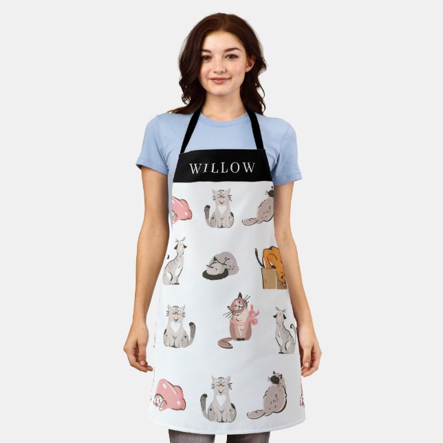 Crazy Cats Personalized Apron (Worn)
