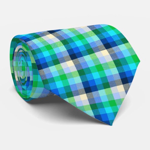 Crazy Check Plaid Cool Colored Two_Sided Neck Tie