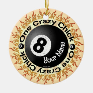 Crazy Chick Eightball Ceramic Ornament