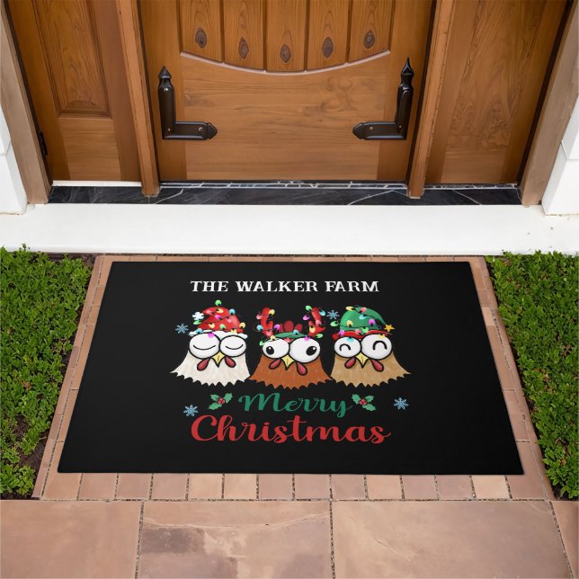 Crazy Chicken Farm Merry Christmas Doormat (Outdoor)
