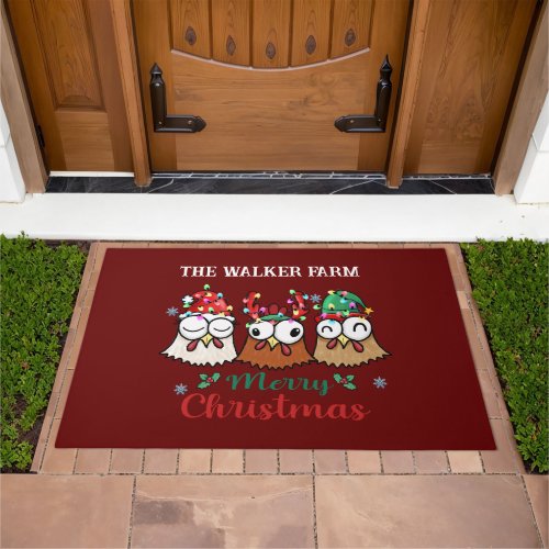Crazy Chicken Farm Merry Christmas Doormat