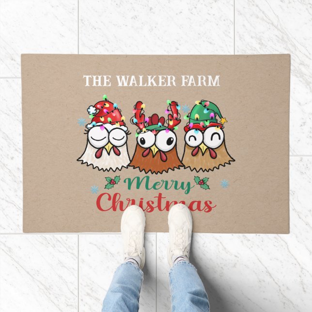Crazy Chicken Farm Merry Christmas Doormat (Indoor)